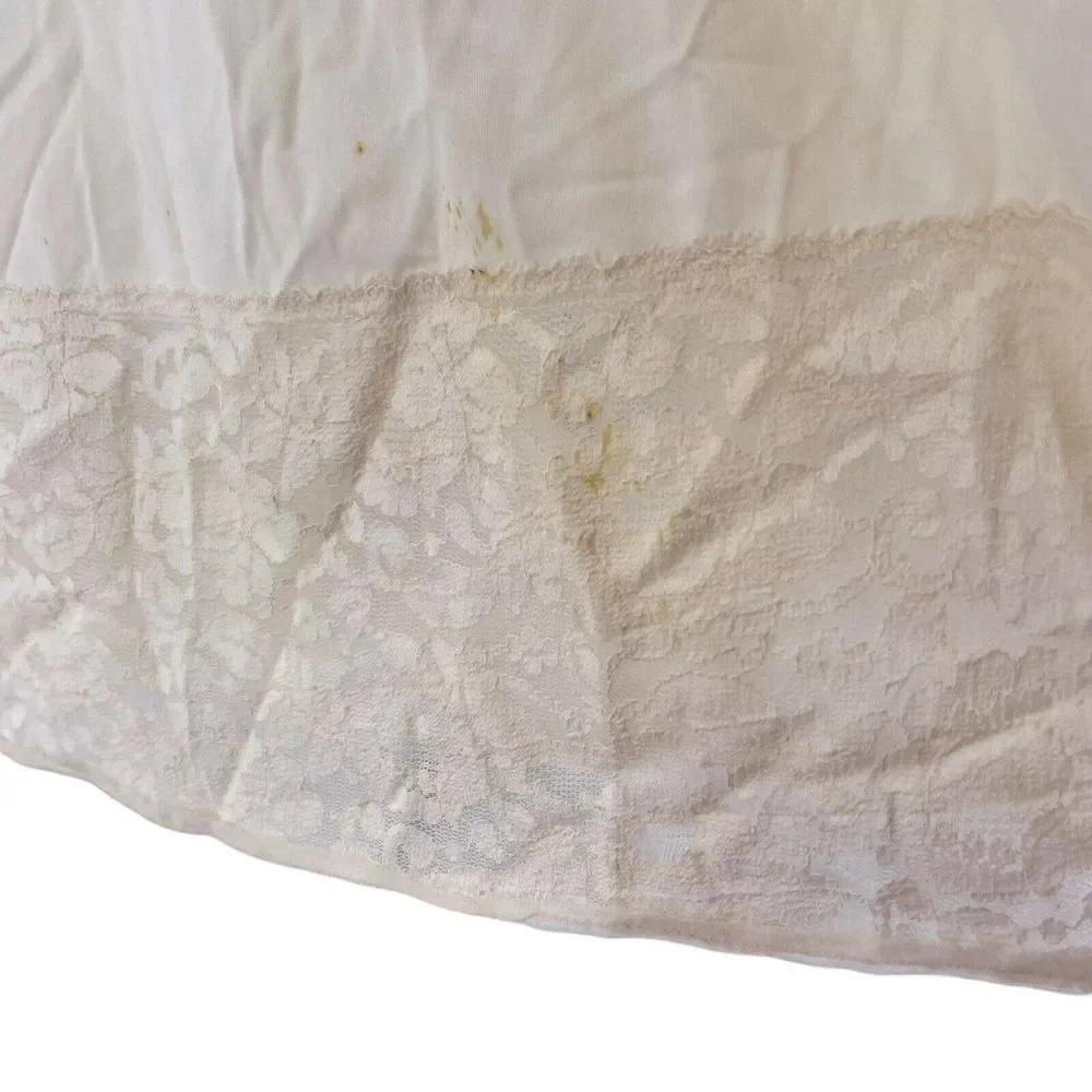 Vintage Slip 60s Baronet Size 36 Union Label Lace Mid Century Lingerie Ivory Top